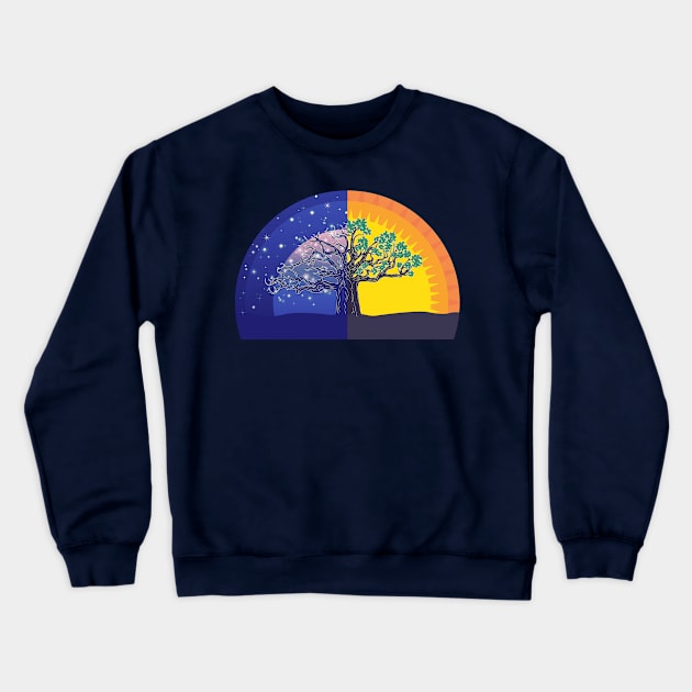 Day and night tree of life Crewneck Sweatshirt by AnnArtshock